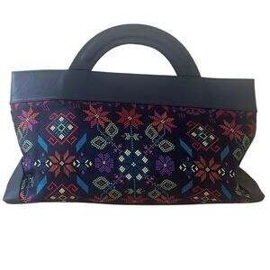 Pineda Covalin Colorful Silk Double Handle Handbag NWOT